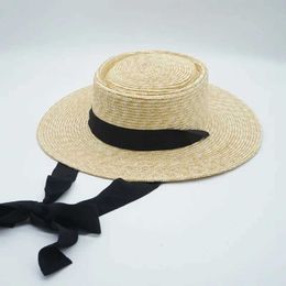 Wide Brim Hats Bucket Hats Leisure womens sun hat Qin tie summer hat outdoor beach hat wide brown wheat hat straw hat Carnotti Derby holiday travel hat J240325