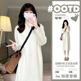 Casual Dresses Q-W Ens Ladies Japanese Streetwearrsvppap Officials Store Bottoming Long-Sleeved Hoodie Knitted For Women Match Inner Wea