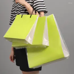 Gift Wrap Large Plastic Bags Side Transparent Packaging Bag With Handle Clothes Package Shopping Business