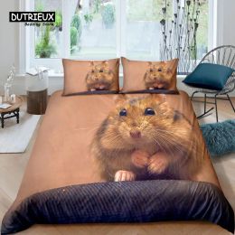 Set Home Living Luxury 3D Hamster Bedding Set Kids Duvet Cover Pillowcase House Pet Bedding Set Queen and King EU/US/AU/UK Size Sheer Curtains