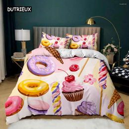 Bedding Sets Doughnut Duvet Cover Colourful Tie Dye Qulit For Kids Gift Girly Cute Sweet Multicolor Dessert Food Polyester Set