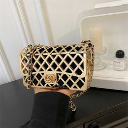 26% OFF Designer bag 2024 Handbags Metal Small Fashion Hollow Personalized Trendy Womens One Shoulder Crossbody Chain Small Square