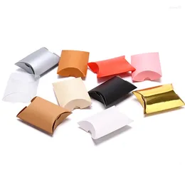 Gift Wrap 50pcs/lot Present Pouch Kraft Bag Christmas Pillow Shape Paper Candy Boxes