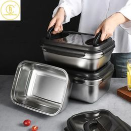 385575L Large Capacity Stainless Steel Outdoor Portable Lunch bento Box Family Refrigerator Crisper Food Storage Containers 240312
