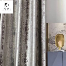 Curtains Fashion Luxury Jacquard Silver Curtains for Living Room Bedroom Windows High Density Modern Minimalist Blackout Customise Decor
