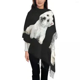 Scarves Women Scarf Warm Soft Highland Terrier Dog Large With Tassel Cute Animal Vintage Shawls And Wraps Autumn Custom Foulard