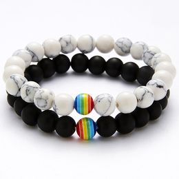 8mm Natural Stone Colorful Beaded Strands Charm Balance Bracelets For Women Men Lover Party Club Decor Yoga Jewelry