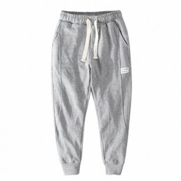 a03 Spring Men's Fi Trousers Japan Style High Quality Small Patch Design Drawstring Knitting Ankle Length Basic Sweatpants u8tw#