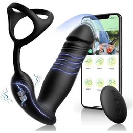 Chic Remote Control Three Ring Vestibular Extension Vibration Masturbation Prostate Adult Sexual Sex Toys Products Anal Plug Massage Stick 231129