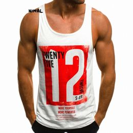 summer Mens Gym Tank Top Cott Sleevel T-Shirt Casual Fitn Stringer T Printed Crew Neck Top S-3XL L8Vg#
