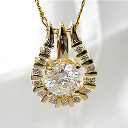 Pendant Necklaces Fashion Gold Colour U Necklace For Women Daily Wear Statement Accessories Party Brilliant Cubic Zirconia Jewellery