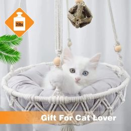 Mats Large Macrame Cat Hammock Macrame Hanging Swing Cat Dog Bed Basket Home Pet Cat Accessories Dog Cat's House Pet Supplies