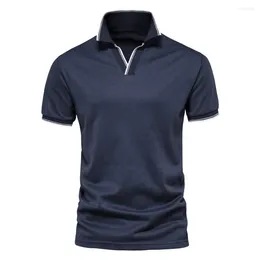 Men's Polos T-shirt Summer Short Sleeve Tops Polo Shirts Solid Colour High End Luxury Designer Clothing Brand