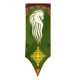 Accessories 33x100cm Green Colour Kingdom Rohan Horse Banner Flag Wall Hanging School Bar Home Living Room Cosplay Party Pennant Flag Decor