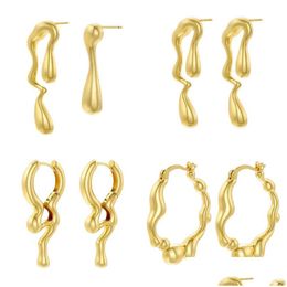 Stud Zhukou Glossy Women Drop Earrings Drip Out Honey Shape Brass Unusual Hoop Jewellery Wholesale Ve1094 231127 Delivery Dh0Bq