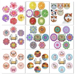 Stitch CHENISTORY 6Pcs DIY Diamond Painting Animal Flowers Coaster Drink Cup Cushion Diamond Embroidery Kit For Restaurant Decor Set