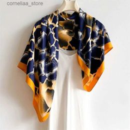 Bandanas Durag Scarves 2024 Luxury Design 90X90CM Printed Womens Silk Twill Bandana Muffle Rectangle Shawl Square Collar Fashion Handkerchief Foulard Y240325