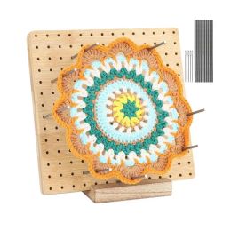 Crafts Wood Blocking Board For Crocheting Blocking Mats For Knitting Butcher Hook Holder Square Bamboo Crochet Board For Crafting