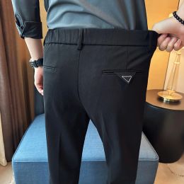 Pantaloni da completo di lusso di marca per uomo Vita elastica Pantaloni formali casual da lavoro Pantaloni sociali da ufficio slim fit Abbigliamento maschile