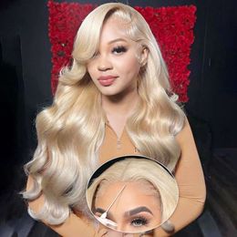 Lothia Wear and Go 613 Closure Wig Glueless Wigs Human Hair Plucked Pre Cut Blonde 6x4 HD Lace for Beginners