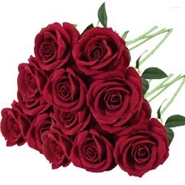 Decorative Flowers 1/3PCS Artificial Silk Cloth Roses Bouquet Long Stem Lifelike Rose Fake Floral For Home Garden Wedding Party Decoration