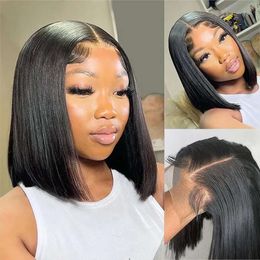 Tascal Wig Straight Lace Closure 5x5 Short Bob for Black Women 150% Density Transparent Glueless Wigs Human Pre Plucked with Baby Hair (12 Inch)