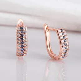Dangle Earrings Blue Natural Zircon "u" Shape Rose Gold Color Engagement Gift Fashion Jewelry Women's