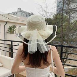 Wide Brim Hats Bucket Hats Summer Womens Sun Hat Straw Hat Stilt Union Bowband Big Brim Sunset Celebrity Outs Fashion Beach Holiday Glacier Hat J240325