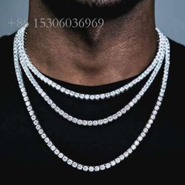 Moissanite Jewellery Men Women 3Mm 4Mm 5Mm Necklace Diamond VVS Sterling Sier Tennis Chains