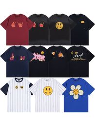 Summer men's T-shirt graphic tee new smiley letters printed tops women couples loose casual cartoon short-sleeved