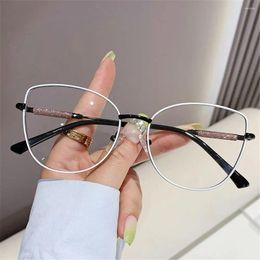 Sunglasses Blue Light Blocking Metal Eyeglasses Frame Cat Eye Support Customised Optical Glasses Anti Computer Goggles