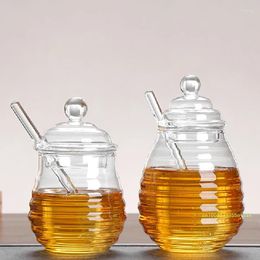 Storage Bottles Transparent Glass Honey Jar With Lid Stirring Bar Bottle Creative Kitchen Utensils