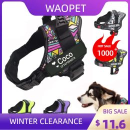 Harnesses Colourful Dog Harness With Customizable Tags Reflective Dog Collar No Pull Safe Dog Training Walking Climbing Vest Free Shipping