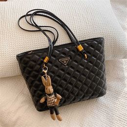 22% OFF Designer bag 2024 Handbags Solid Color Trendy Personalized Tote with Cloth Puppet Rabbit Pendant Womens Single Shoulder Underarm Style
