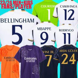 23/24 25 Bellingham Vini Jr Soccer Jerseys 4th Mbappe Tchouameni 2023 2024 Футбольная рубашка «Реал Мадридс Камавейвра Четвертый Камисетас мужчина детей» для фанатов фанатов