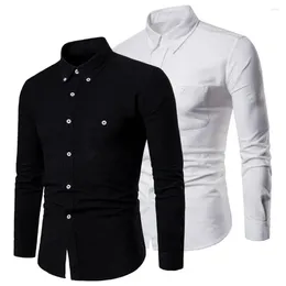Men's Casual Shirts Men Business Shirt Stylish Spring Summer With Turn-down Collar Slim Fit Design Patch Pocket Soft For A