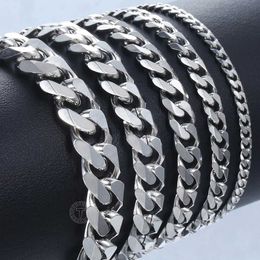 Chain Mens Bracelet Womens Curb Cuban Link Chain Stainless Steel Mens Bracelet Womens Bracelet Davieslee Mens Jewellery DLKBM05 240325