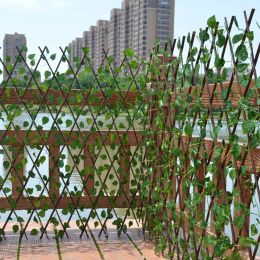 Gates Retractable Artificial Garden Fence Expandable Faux Ivy Privacy Fence Wood Vines Climbing Frame Gardening Plant Home Decorations