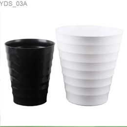 Planters Pots 1pc with Tray Simple Style Imitation Ceramic Black And White Line PE Plastic Flower Pot 240325