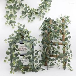 Decorative Flowers Silk Artificial Eucalyptus Leaves Vine Fake Green Plants Shopping Mall Decoration Vines Simulation Plant Leaf