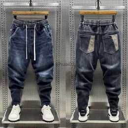 Men's Jeans High quality new 2024 luxury designer casual loose brushed denim jeans for mens full length wide leg street clothing denim harem pantsL2403