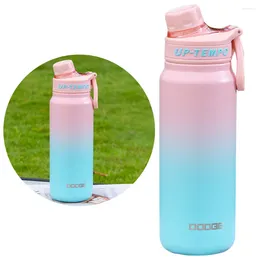 Water Bottles 830ML Cold Drinks Cup Stainless Steel Gradient Colour Straw Leakproof Thermal Bottle Anti Slip For Outdoor Travel