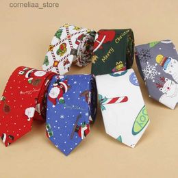 Neck Ties Neck Ties Christmas Tie Mens Fashion Casual Snowflake Print Cotton Slim Neck Ties For man Professional Pattern Necktie 6cm Hot New Sell Y240325