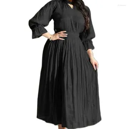 Casual Dresses For Women 2024 Silk Satin Party Dress Ruffle Sleeves Solid Color Belted Draped Kaftan Abaya Dubai Clothing