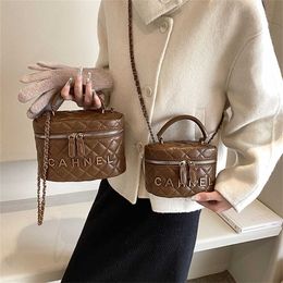 14% OFF Designer bag 2024 Handbags High end Fashion Chain Womens Small Fragrant Wind Lingge Embroidered Thread Large Capacity Box Crossbody Womens