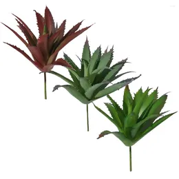 Decorative Flowers 3pcs Artificial Succulent Plants Simulation Aloe Fake Plant Decoration For (3 Colors)