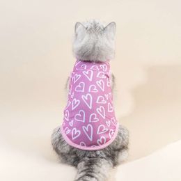 Heart Graphic Vest, Cat & Dog Pet Clothes, Comfortable Soft Polyester Vest for Spring, Summer and Autumn