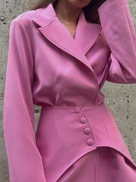 Work Dresses Mueyaruho Winter Spring 2024 Women Office Solid Mini Skirt Set Outfits Long Sleeve 2 Two Piece Blazer Dress Matching