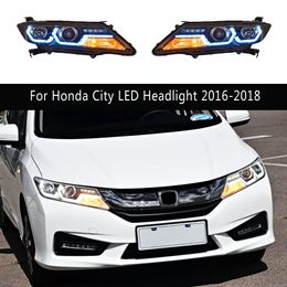 Car Styling Daytime Running Light Streamer Turn Signal Indicator For Honda City LED Headlight Assembly 16-18 High Beam Angel Eye Projector