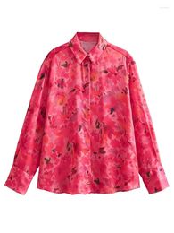 Women's Blouses Fashion Summer Women Floral Printed 2024 Causal Turn Down Collar Thin Tops Vintage Elegant Long Sleeve Shirts